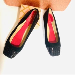 Kate Spade Sequin Leather Square Toe Ballet Flat
